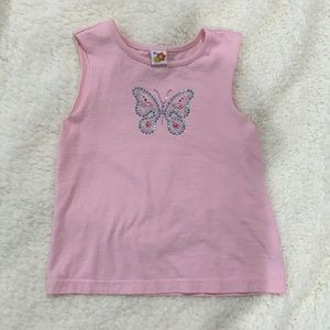 pink butterfly tank top size kids 4/5 fits like xs